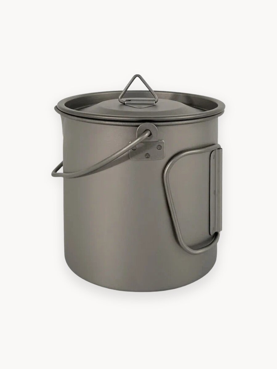 Кружка-котелок титановая CFPRESS походная, 750 мл, складные ручки