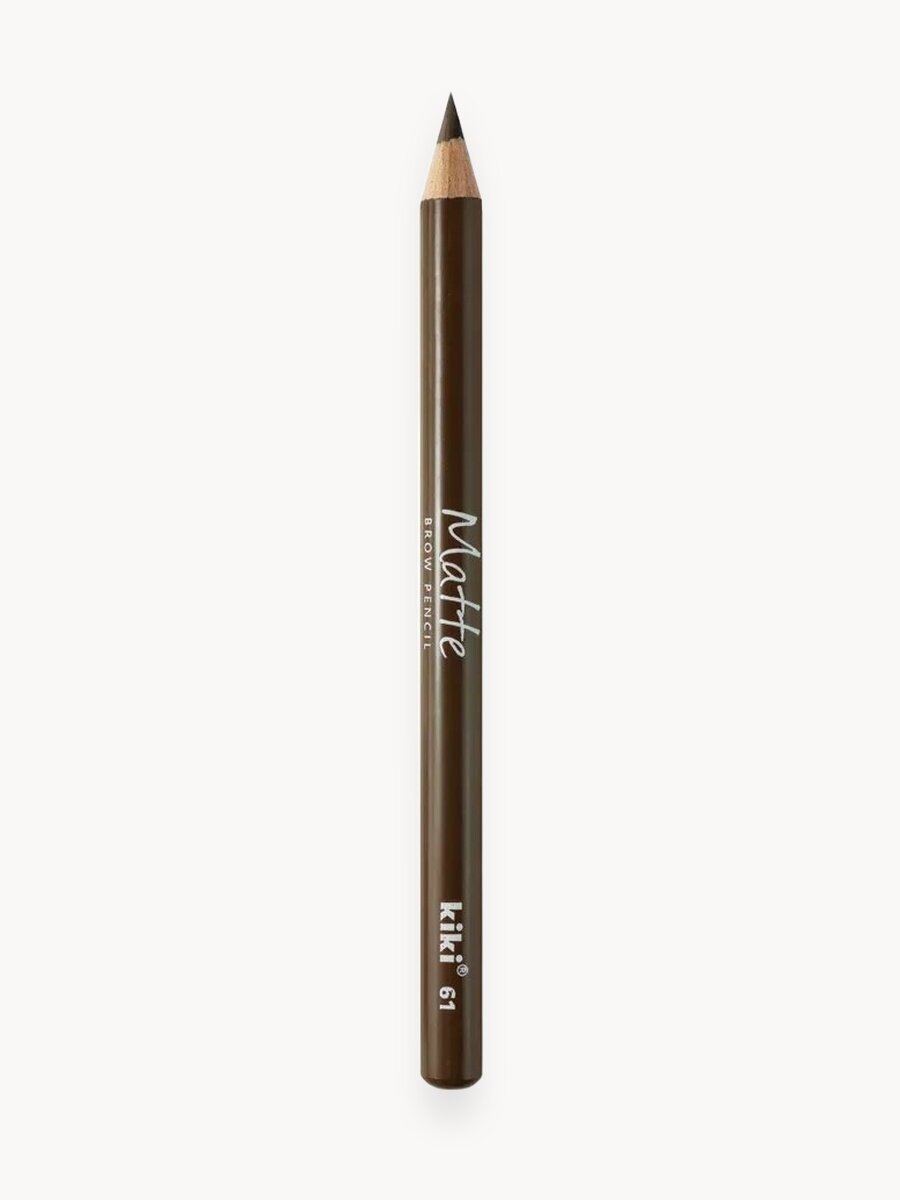 Карандаш для бровей kiki eyebrow matte, тон 61 светло-коричневый, с щеточкой-расческой для моделирования и прорисовки, стойкий макияж бровей
