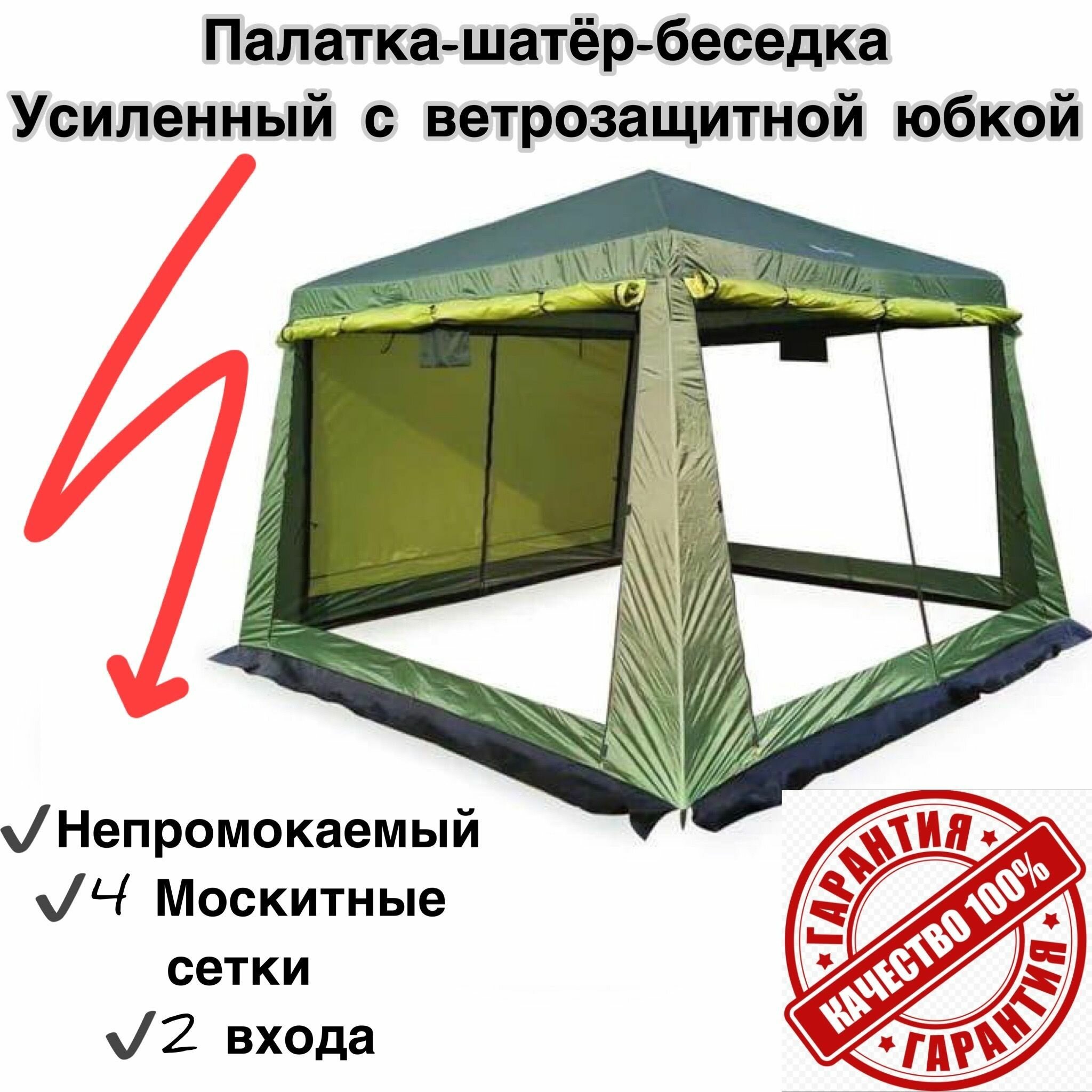 Палатка-шатер-кухня-тент ветрозащитная юбка усиленный каркас легенда LANYU 1628D