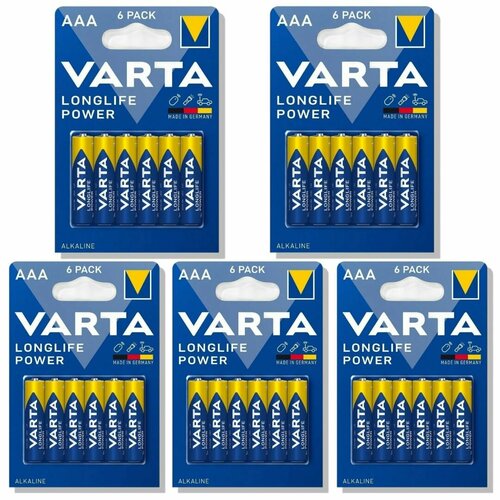 Батарейки ААА VARTA LongLife Power мизинчиковые батарейки, алкалиновые 30 шт