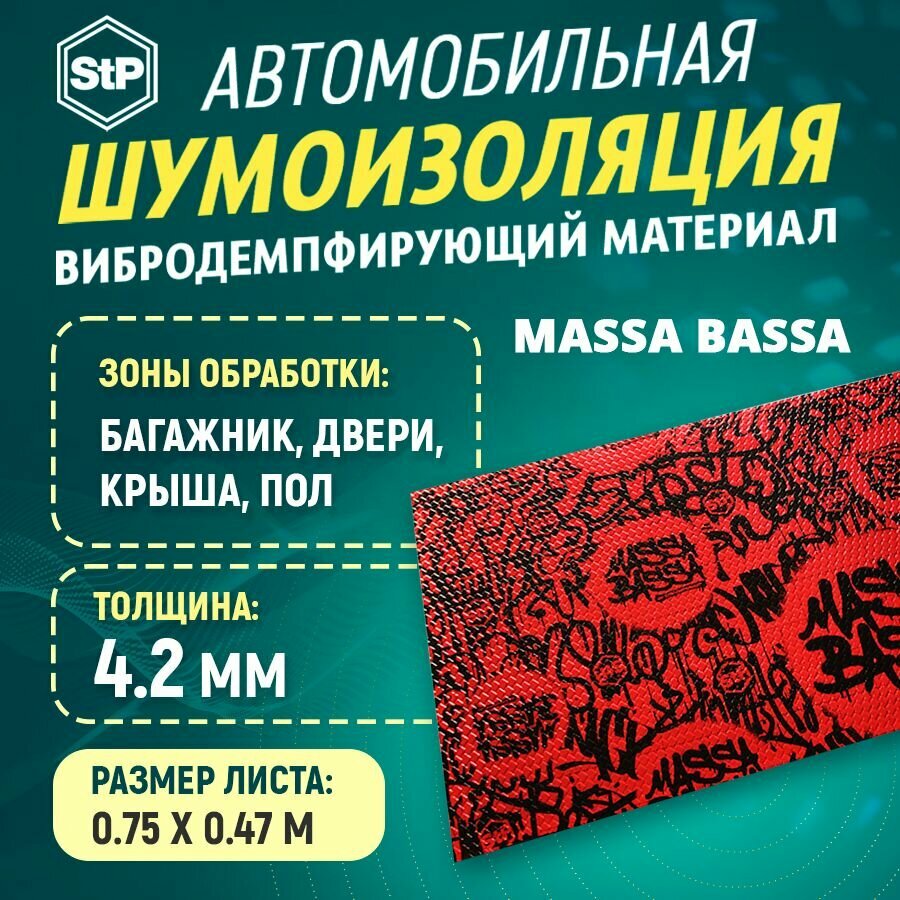 Шумоизоляция STP Вибропласт Massa Bassa (47см х 75см) 1ШТ