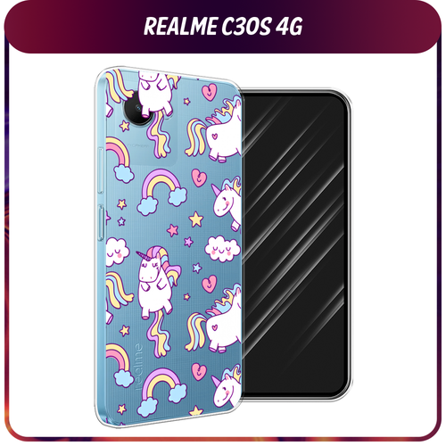 Силиконовый чехол на Realme C30S 4G / Реалми С30S 4G Sweet unicorns dreams, прозрачный силиконовый чехол на realme c30s 4g реалми с30s 4g бульдог и сладости прозрачный