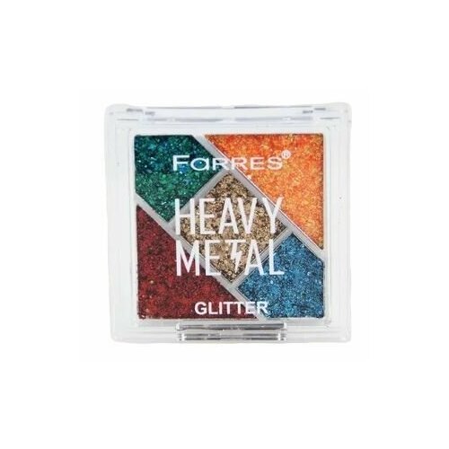 Farres cosmetics Тени для век Heavy Metal Glitter, тон 04 тени для век в палетке 9 цветов