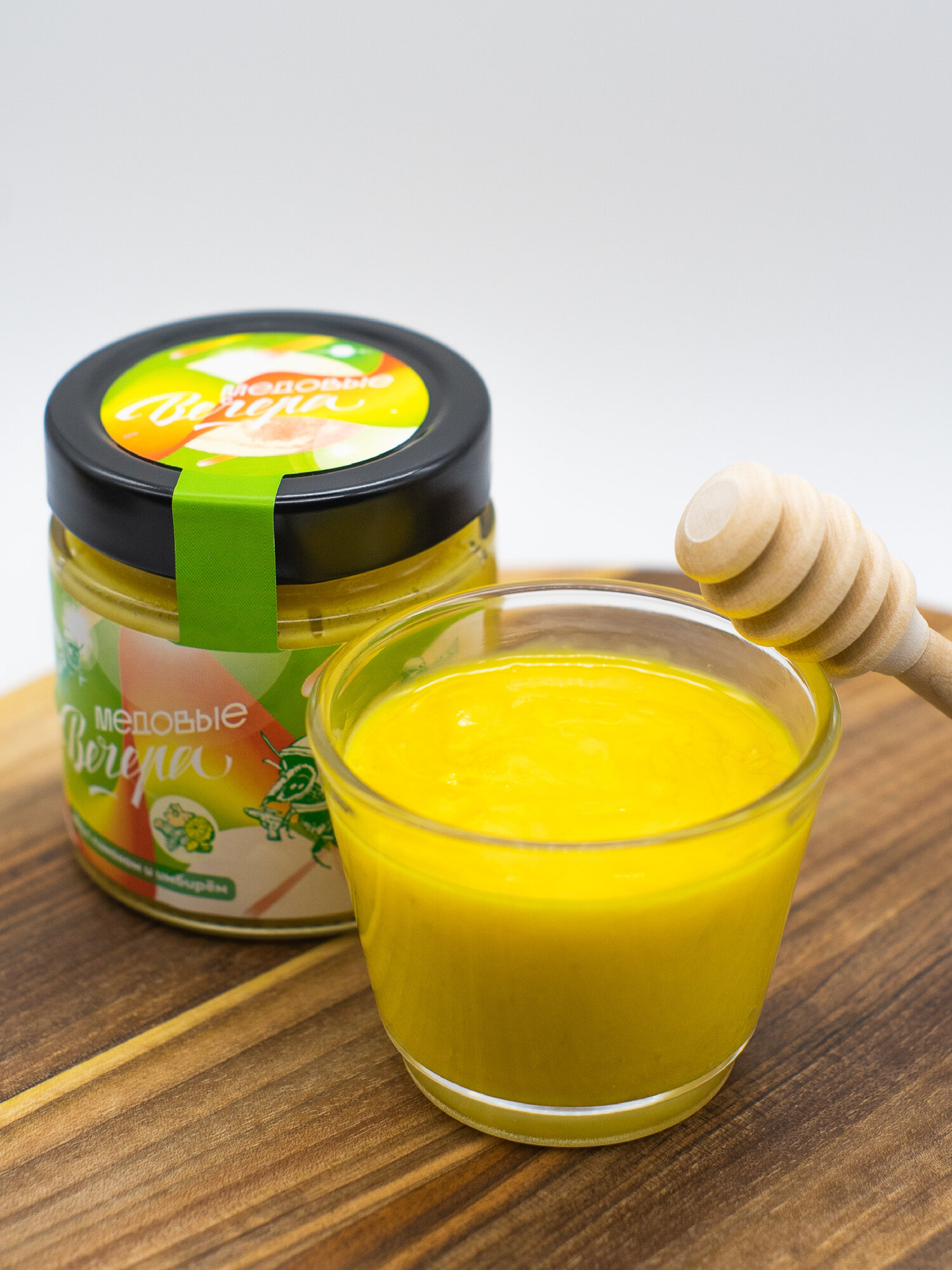 Мёд натуральный с лимоном и имбирём 250г ТМ "Медовые Вечера" (стекло)