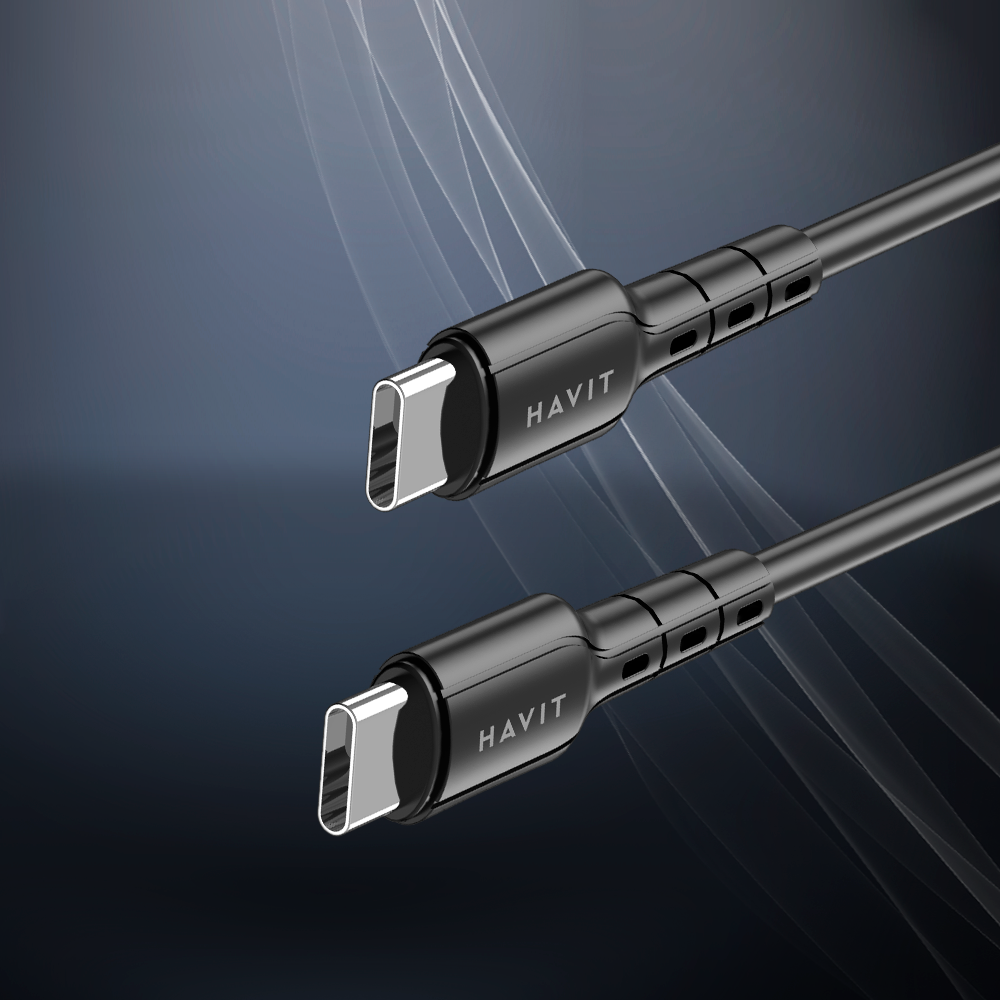 Кабель USB Type-C Havit CB6235 BK быстрая зарядка и передача данных, 1 м, черный — фото 1