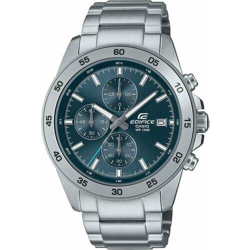 Наручные часы CASIO Edifice EFR-526D-2A, серебряный, синий наручные часы casio мужские edifice efr 526l 2a кварцевые хронограф секундомер водонепроницаемые подсветка стрелок синий