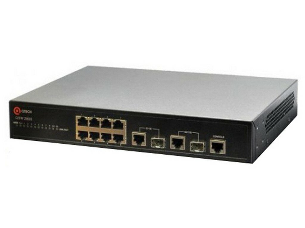 Коммутатор QTECH QSW-2800-10T-AC 8х10/100BASE-T 2х1000BASE-T\SFP