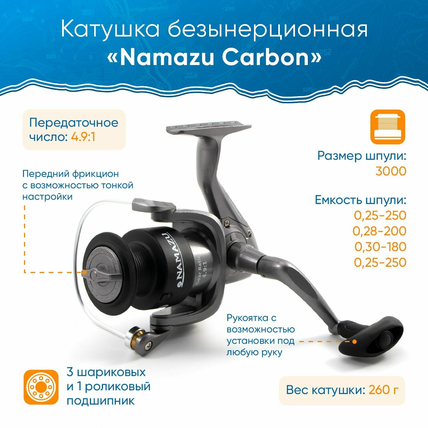 Катушка безынерционная Namazu Carbon CB3000