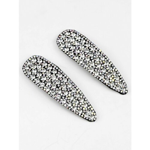 Красивые заколки клик клак со стразами и камнями набор 2 шт, заколочки украшение для волос для девочек и женщин