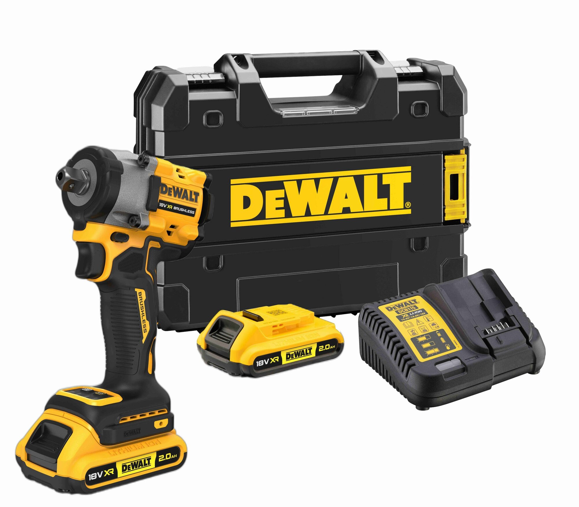 Аккумуляторный бесщеточный гайковерт DEWALT, 18 В, 610 Нм, 2500 об/мин, 3550 уд/мин, c 2 АКБ 2 Ач и ЗУ, в кейсе TSTAK, DCF922D2T