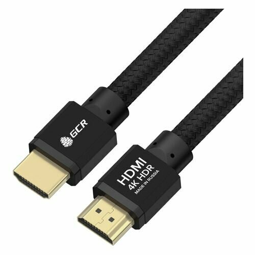 HDMI провод GCR 1м Ultra HD 4K 3D 18 Гбит/с черный 24K GOLD для монитора проектора