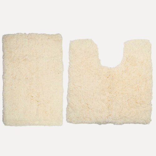 Изображение товара Набор ковриков для ванной комнаты, 2 шт, 50x80/50x50 см, полиэстер, золотисто-бежевый, Spark