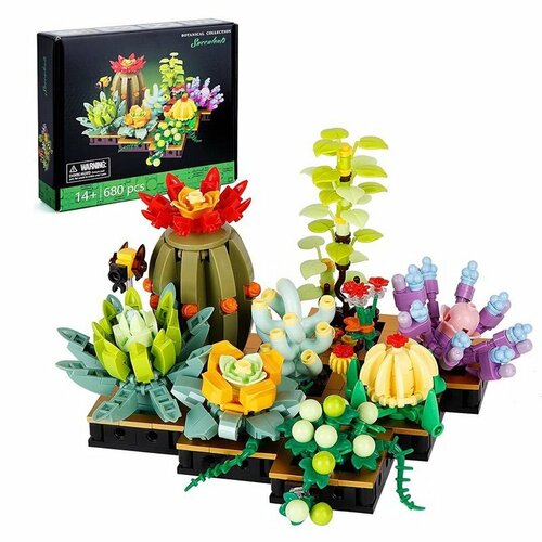 Конструктор цветущие кактусы цветы в кадушке 8 шт 680 деталей 92192 2437₽