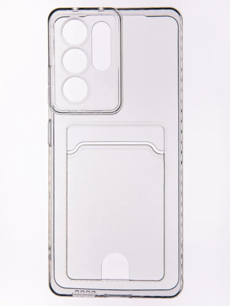 Накладка силикон для Samsung Galaxy S22 Ultra c отделом для хранения карт Прозрачная