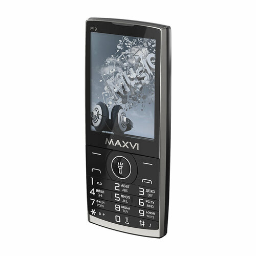 Телефон MAXVI P19, 2 SIM, черный мобильный телефон maxvi p19 wine red