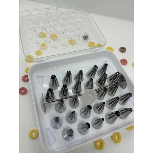 Набор кондитерских насадок с удобным кейсом для хранения 28 шт фиксатор для насадки 1 шт кондитерский гвоздь 2 шт 625₽