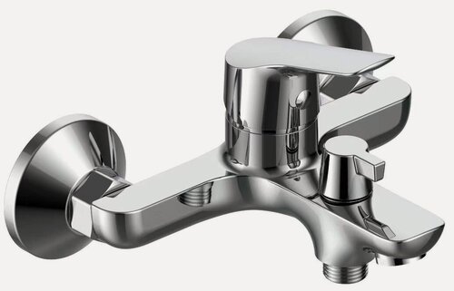 Изображение товара Смеситель для ванны с коротким изливом латунный / гарантия 7 лет / коллекция Spring SG54 с аксессуарами для душа