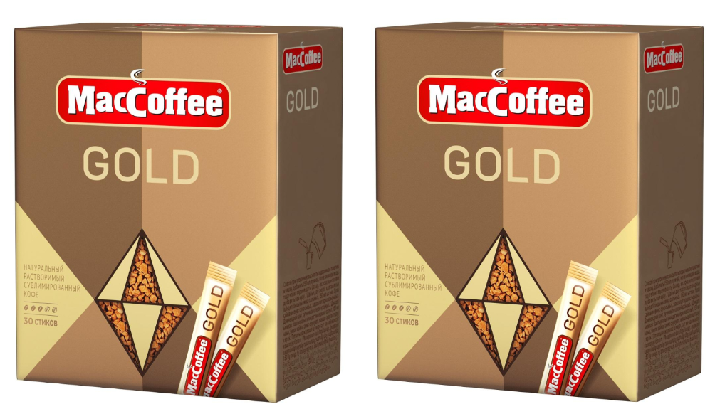 Кофе растворимый порционный MacCoffee Gold, сублимированный, 2 гр х 30 шт, 2 уп