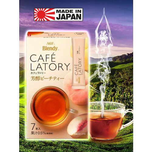 Черный растворимый чай в стиках AGF Blendy stick персиковый, 7 шт. по 6,5 гр, Япония