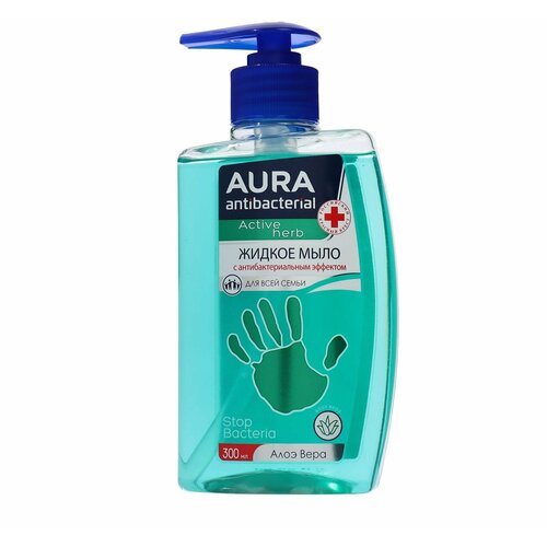 Жидкое мыло AURA для всей семьи, с антибактериальным эффектом, с алоэ вера, 300 мл aura жидкое мыло для всей семьи с антибактериальным эффектом с алоэ вера 300 мл