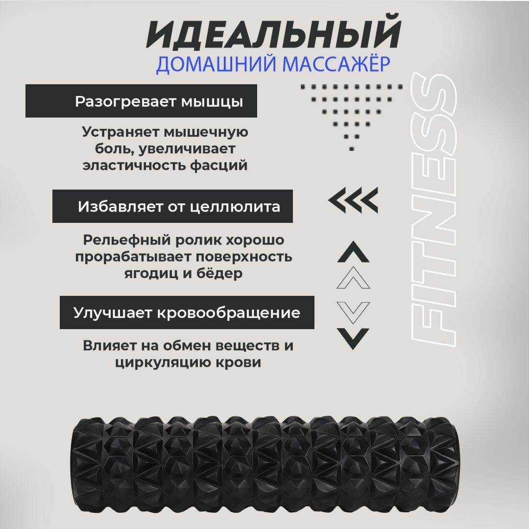 Ролик массажный для фитнеса, 45х13 см, водонепроницаемый. Спортивный инвентарь — фото 1