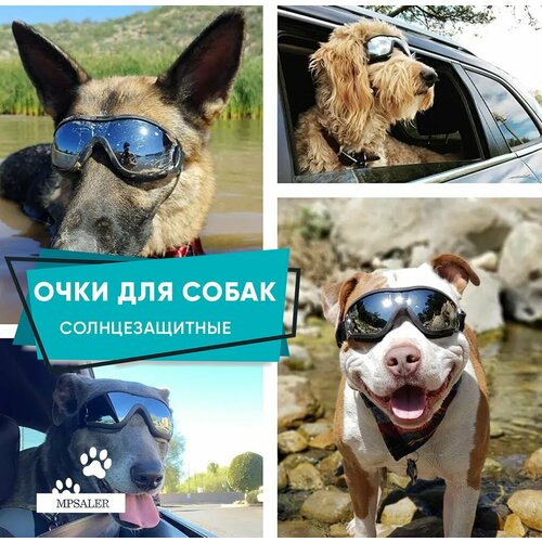 Защитные очки для собак с регулируемым ремешком. Солнцезащитная маска для собак.