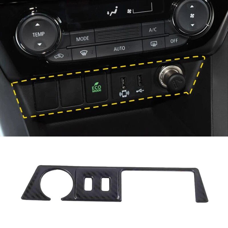 Отделка панели управления Mitsubishi Eclipse Cross 2018-2020, карбон, cigarette lighter
