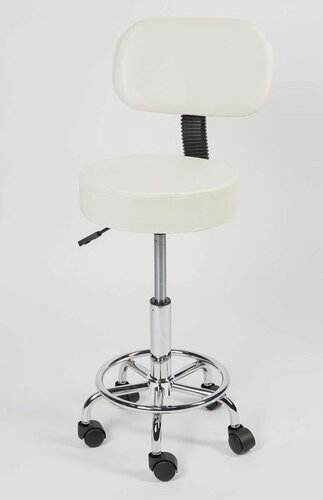Изображение товара Стул косметолога NOVOKOM HC-05W, с подножкой, искусственная кожа, белый