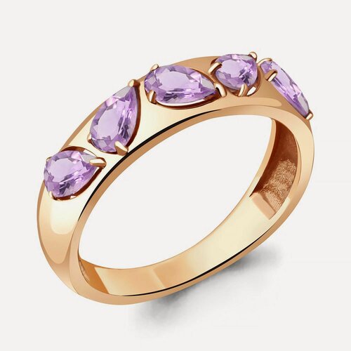 Изображение товара Кольцо дорожка, серебро, 925 проба, золочение, аметист