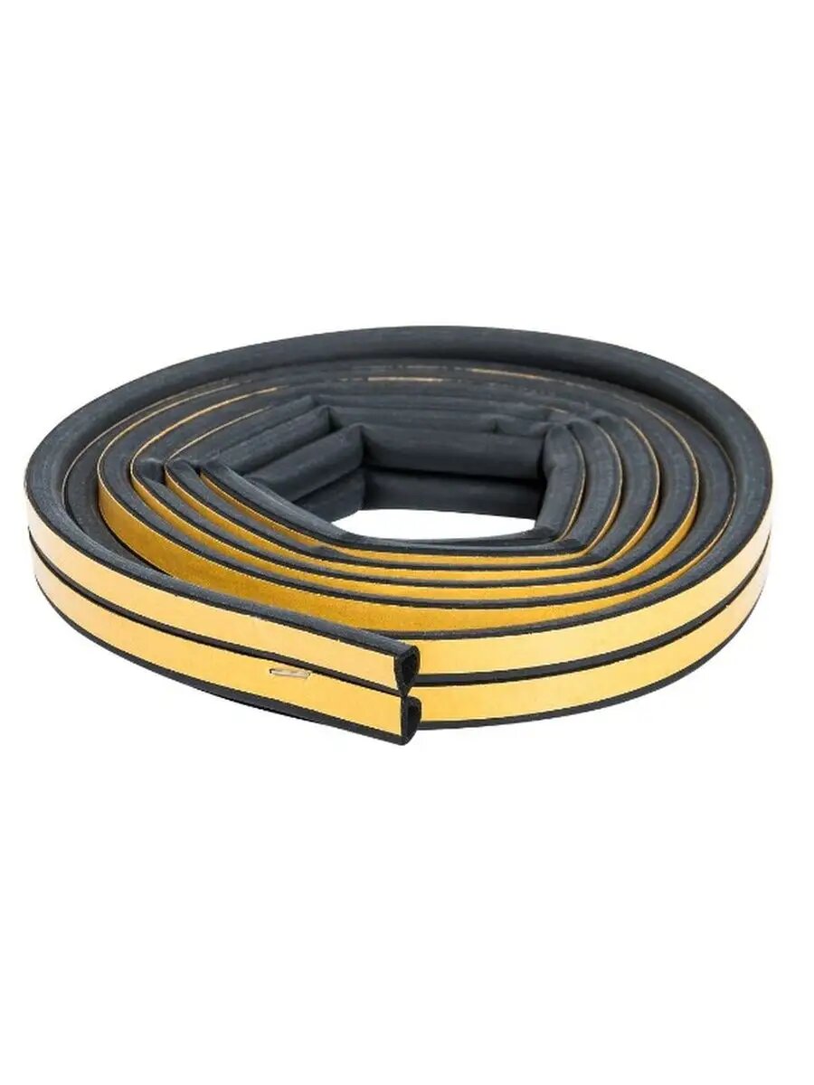 Уплотнитель черный для металлических/дверей D-профиль 6м