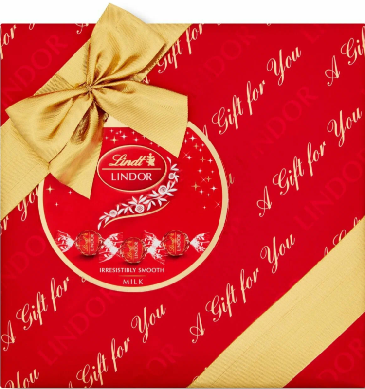Конфеты LINDT LINDOR молочный MILK GIFT BOX, красная подарочная с бантом /картон/ 287г