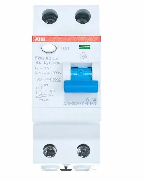 Устройство защитного отключения (УЗО) F202 AC-16/10mA 2CSF202001R0160
