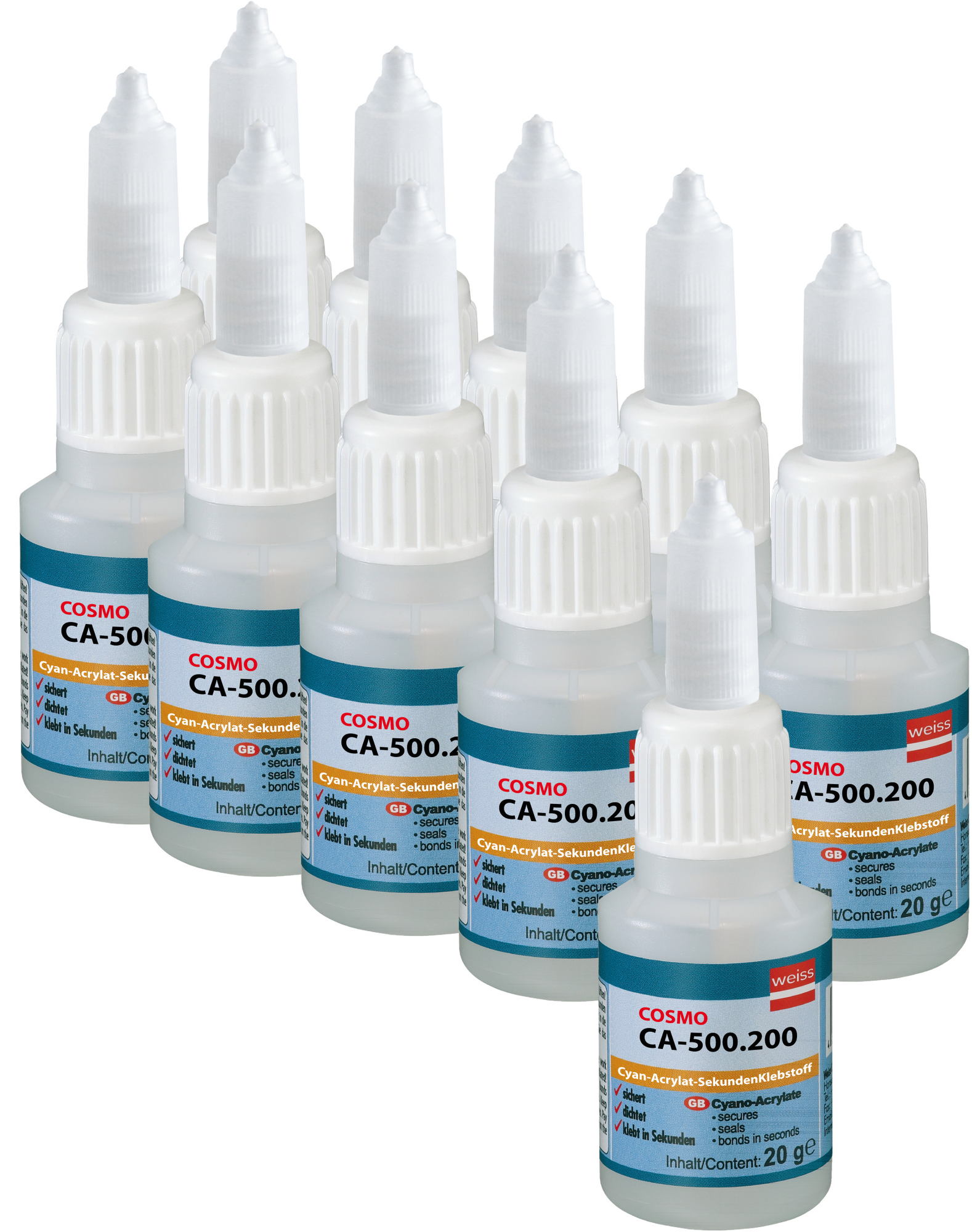 Клей цианоакрилатный COSMO СA-12 COSMO CA-500.200, 20 г, 20 мл, 20 шт.