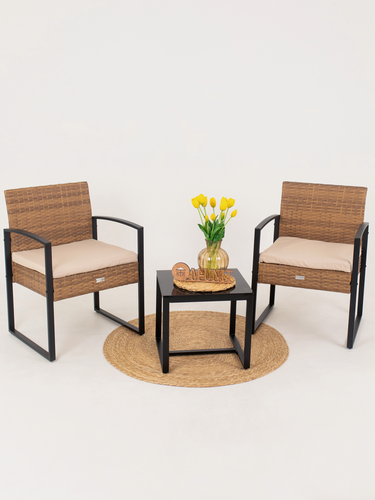 Изображение товара Набор мебели MyHome, искусственный ротанг и металл, устойчивый к влаге, коричневый