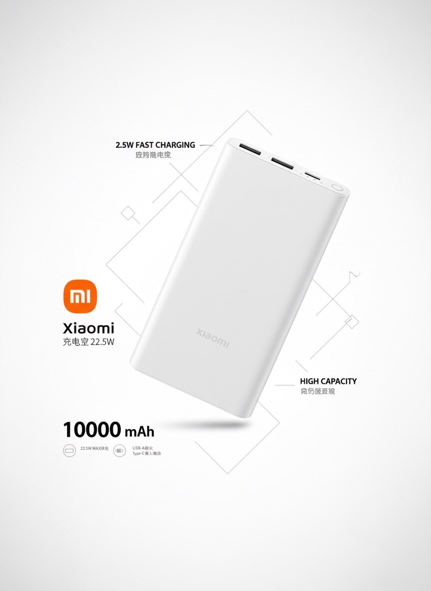 Xiaomi Power Bank 3 Pro 10000 мАч | Быстрая зарядка 22,5 Вт | Type-C + 2 USB-выхода
