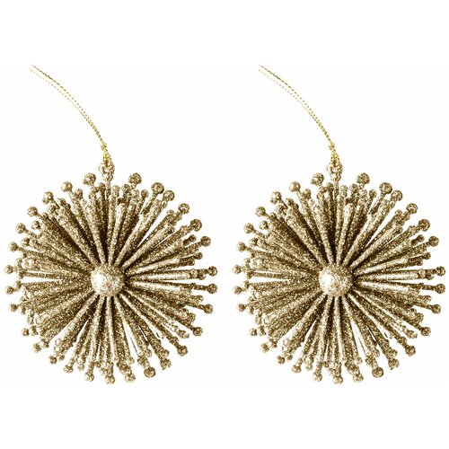 фото Декоративная подвеска todi "снежинка №3" пластик/набор из 2- х штук, цвет: золото (10 см