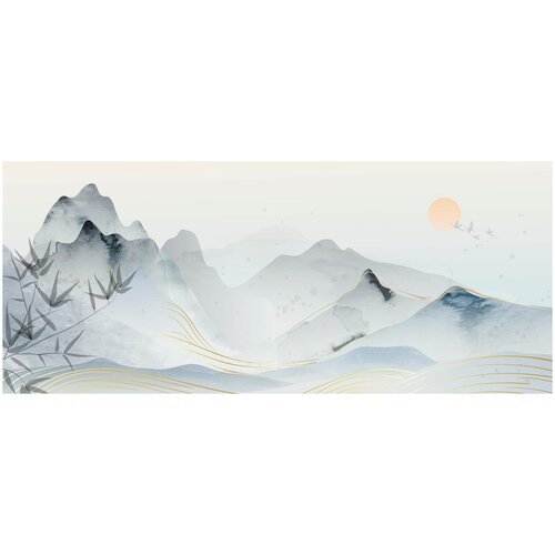 Фотообои Уютная стена Ветви бамбука в тумане 640х270 см Бесшовные Премиум (единым полотном)