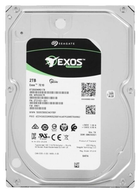Жесткий диск Seagate Жесткий диск SATA 2TB 7200RPM 6GBS 256MB ST2000NM017B SEAGATE