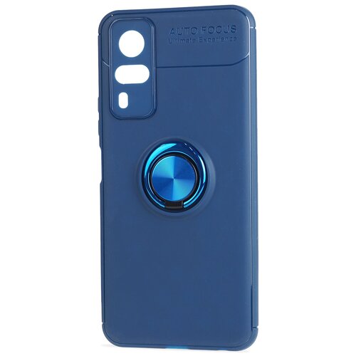 фото Силиконовый матовый чехол для vivo y31 с встроенным кольцом-подставкой-держателем синий 100gadgets