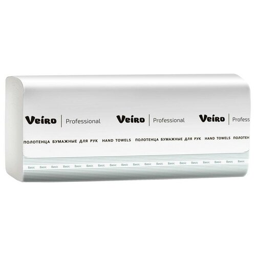 Полотенца бумажные листовые VEIRO Professional Basic (V-сложение), 1сл, 250л/пач, белые: KV104