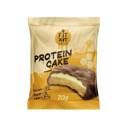 FitKit Protein cake 70 g, (медовый крем) печенье fitkit protein cake 1680 г тропический кокос