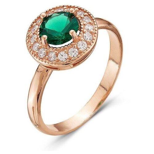 фото Красная пресня кольцо "полярная ночь" позолота, цвет зелёный 17,5 размер