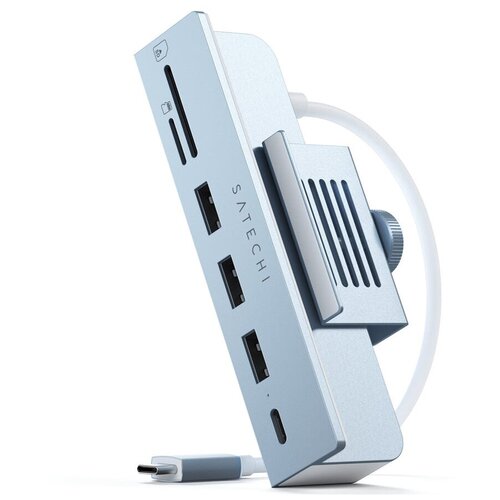 Мульти хаб Satechi USB-C Clamp Hub 1 x USB-C / 3 x USB-A / SD / microSD для iMac (2021) голубой (ST-UCICHB)