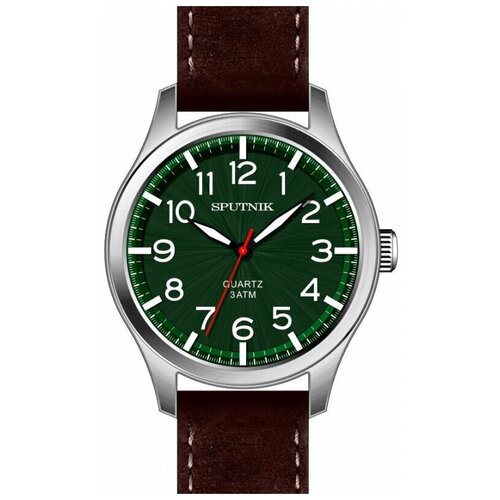 фото Мужские наручные часы спутник м-858352 н-1 (зеленый)кож. рем