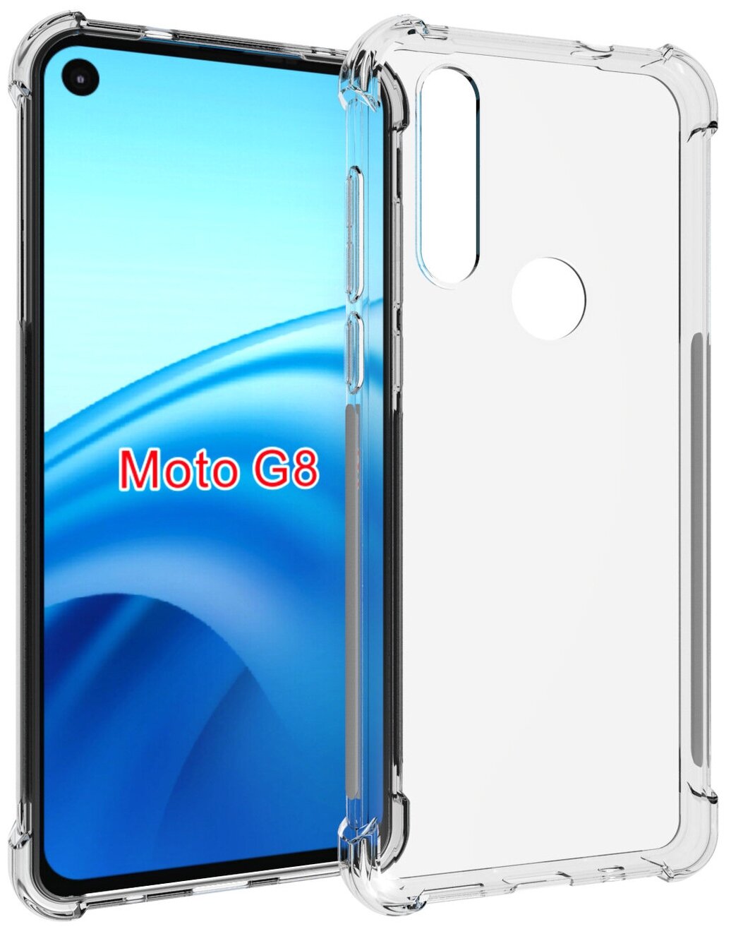 Чехол панель накладка MyPads для Motorola Moto G8 с защитными заглушками с защитой боковых кнопок с усиленными углами силиконовая прозрачная