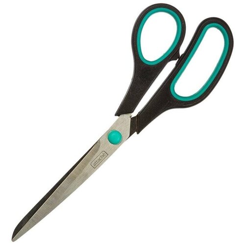 Ножницы 215 мм с пластиковыми прорезиненными ручками зеленый/черный, остроконечные 262866