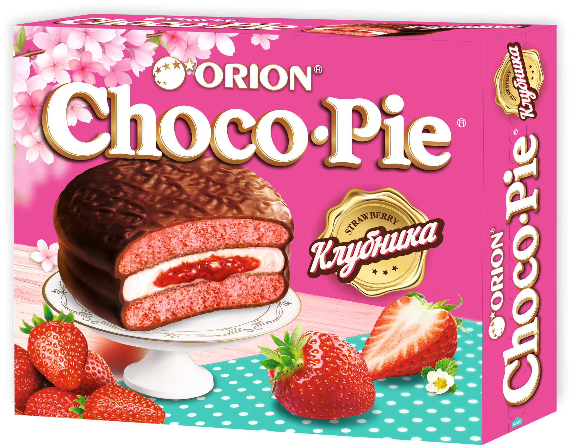 Пирожное Orion Choco Pie, ягоды, джем, 360 г, 12 шт. в уп.