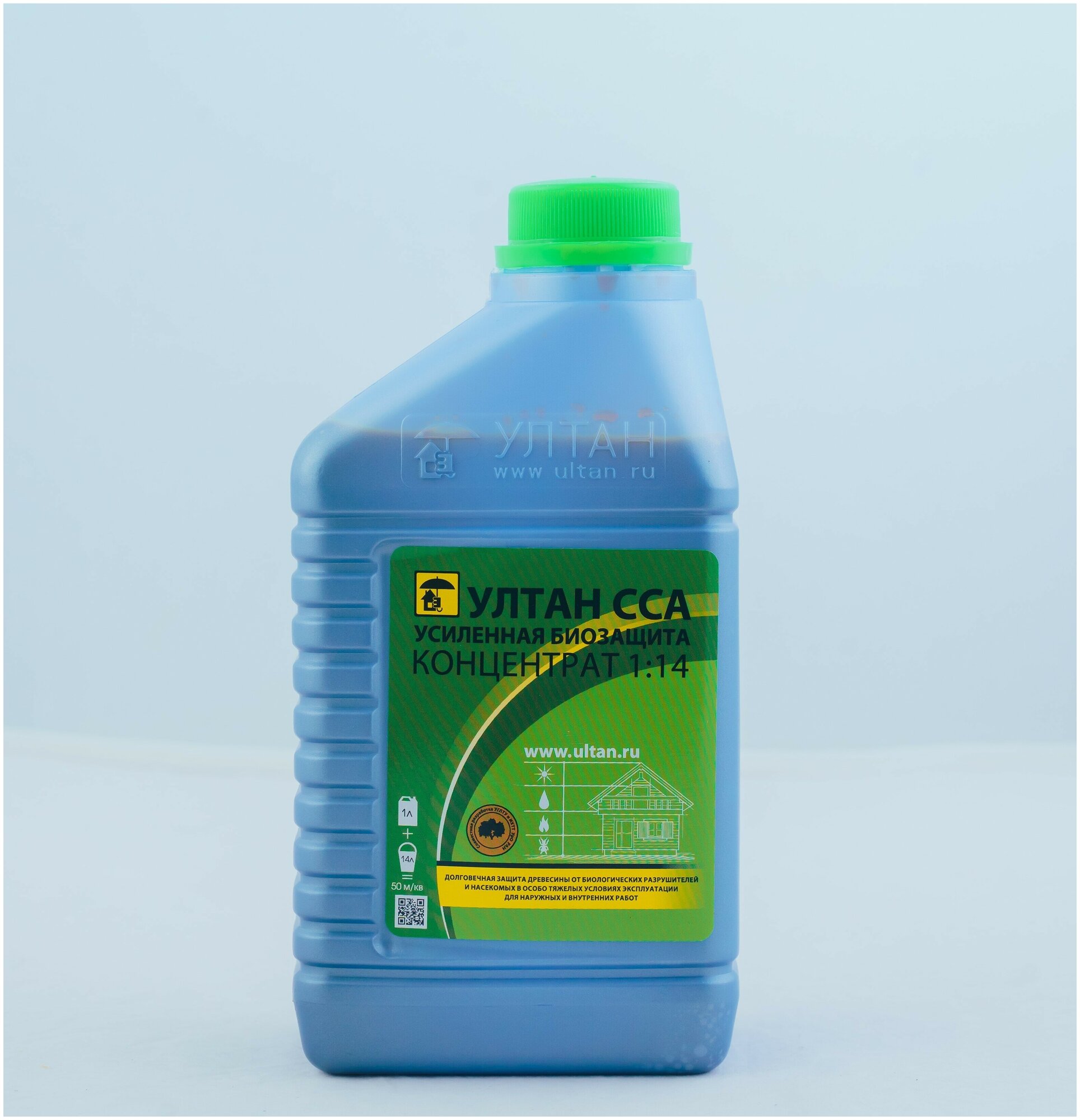Антисептик "ултан ССА" усиленная биозащита для древесины концентрат 1:14 канистра 1 литр 50 кв. м.
