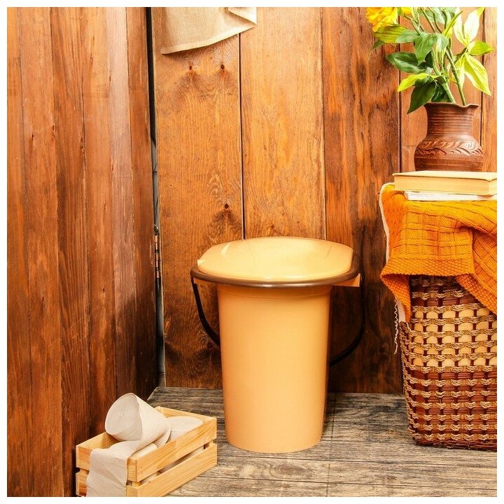 Ведро-туалет, h = 40 см, 17 л, со съёмным горшком, коричневое (1шт.) - фотография № 4