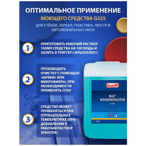 BUZIL / Средство для мытья окон профессиональная жидкость для уборки мытья чистки стекол зеркал G525